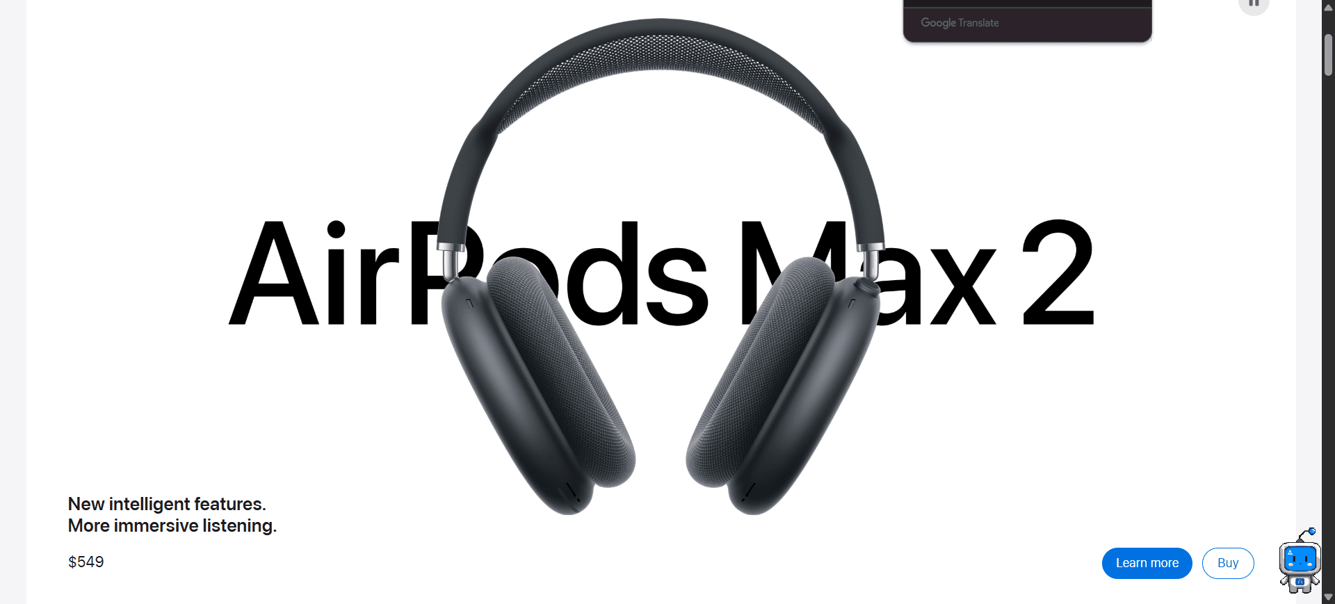 黑色 Apple AirPods Max 头戴式蓝牙耳机商品页截图