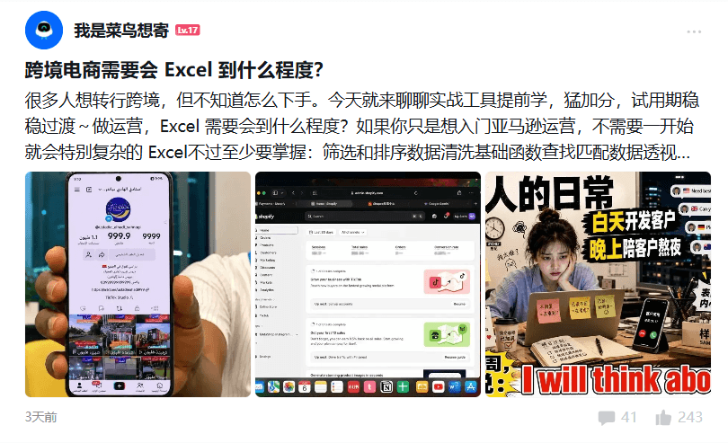 小黑盒文章《跨境电商需要会 Excel 到什么程度？》截图